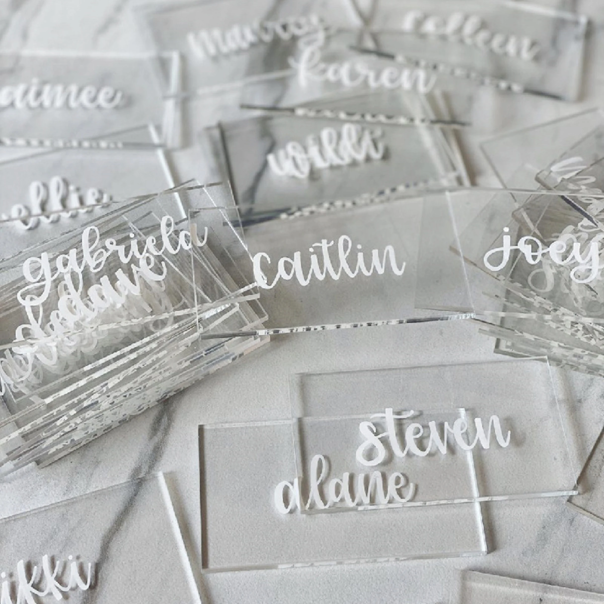 Clear Acrylic Table Place Card Birthday Party DIY Decoration Sign Guest Names Tag Wedding Blank Rectangle Seating Cards 50 Pcs