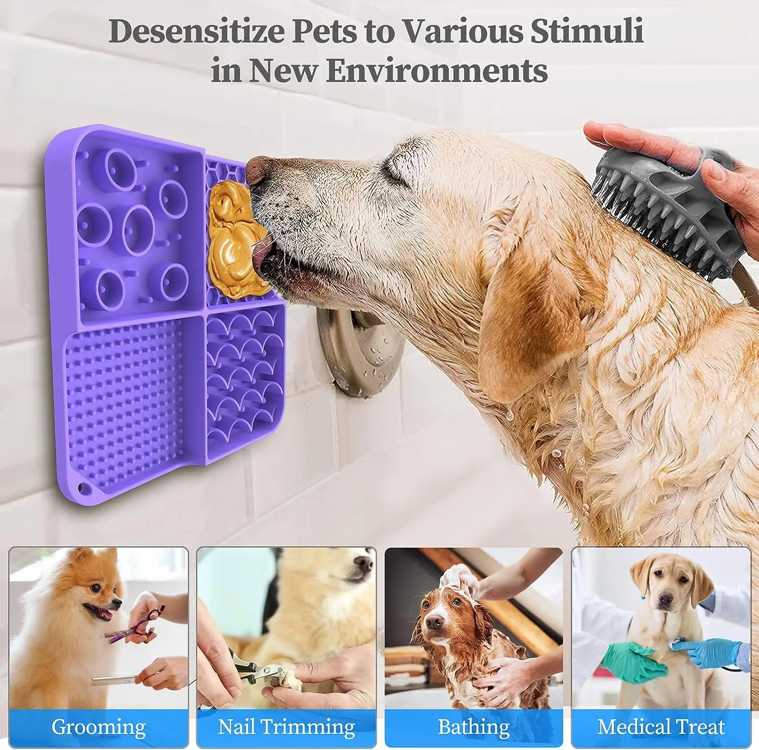 Lick Mat for Dogs and Cats, 2PCS Licking Mats Dog Slow Feeders with Suction  Cups for Dog Anxiety Relief, Cat Lick Pad for Boredom Reducer, Dog Calming  Feeder Mat for Bathing and