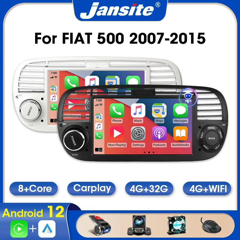 

Автомобильный радиоприемник Janiste, 7 дюймов, Android 12, для Fiat Abarth 500 2007-2015, мультимедийный плеер, беспроводной проводной автомобильный стерео DVD 4G + Wifi