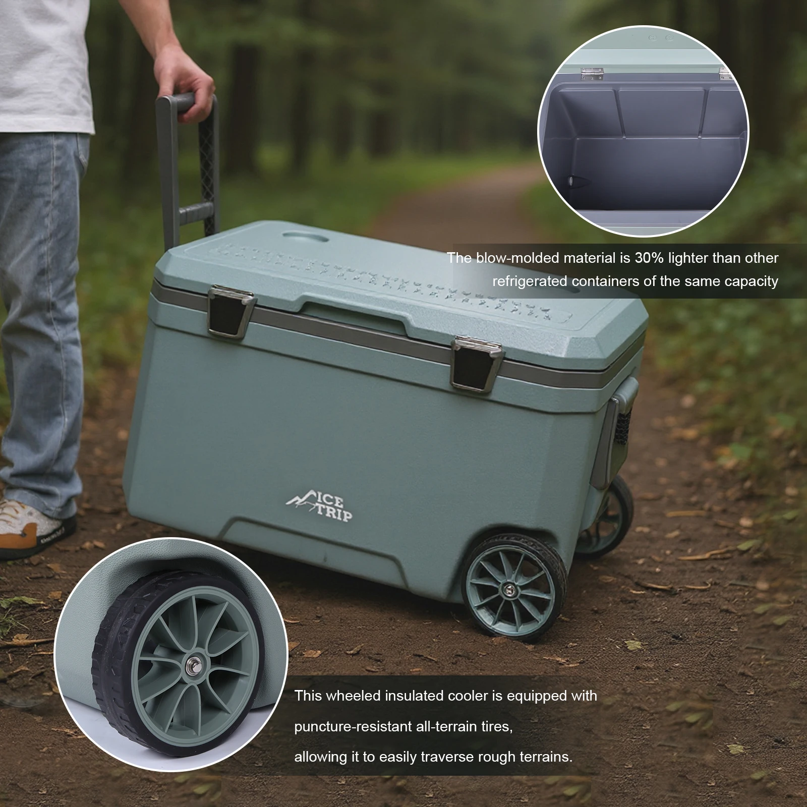 Insulated Wheeled Cooler Box for Camping and Picnic