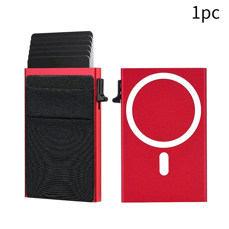 Pop-Up RFID-Blockierender Kartenhalter, Aluminium-Kartenetui, Großräumige Magnetische Geldbörse für Männer & Frauen, Handykompatible Geldbörse – Detail 11