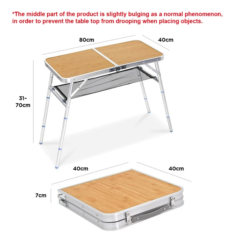 

Outdoor Camping Folding Table Aluminium Alloy Portable Picnic Table Barbecue Table Adjustable Height Send Portable Bag