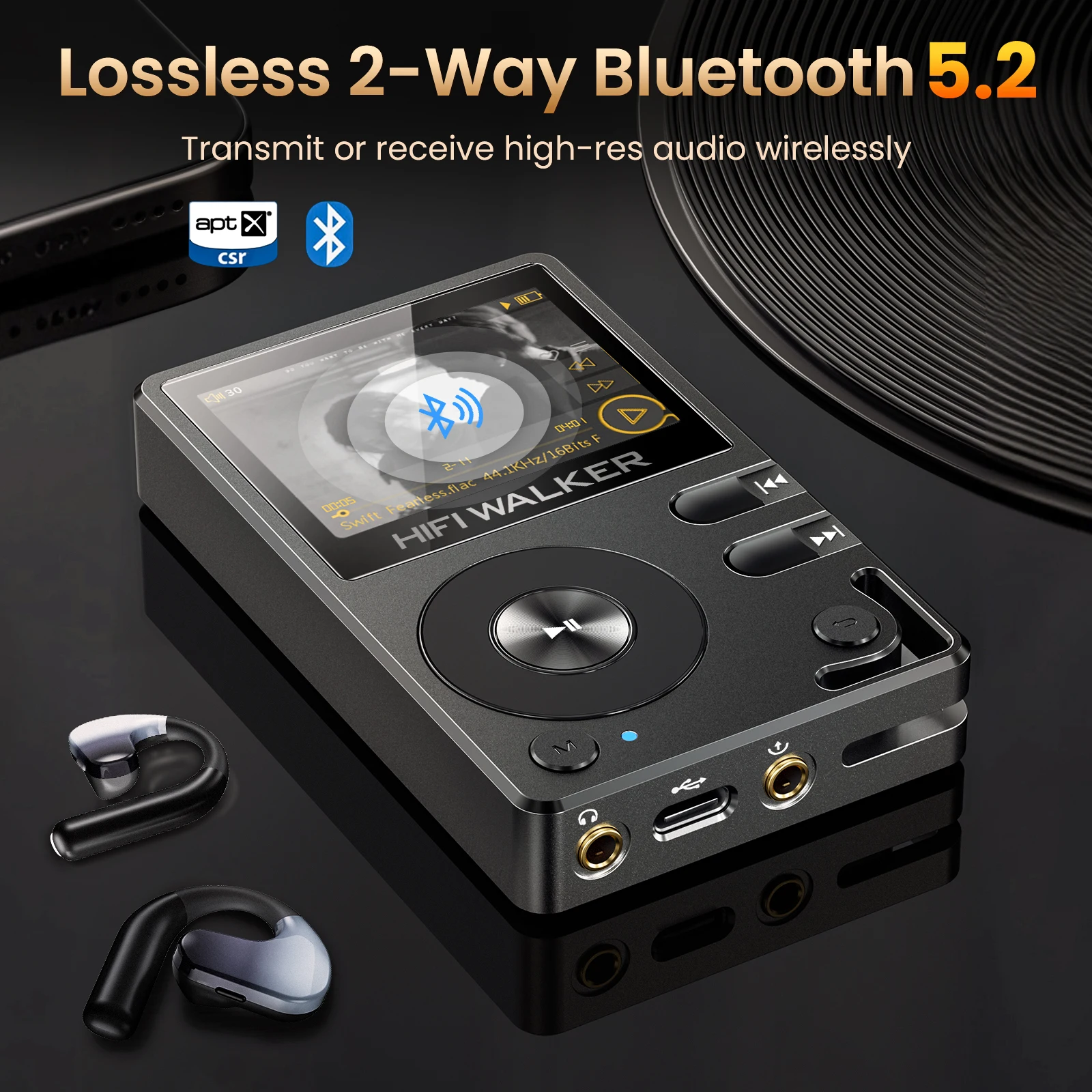 Hifi Walker H2 DAP HIFI Player,Two Bluetooth 5.2, Lossless DSD DAC