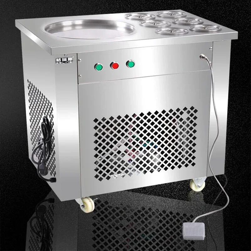 Full Stainless Steel Fried Ice Cream Roll Machine Ice Pan Fry Flat Cream Maker Yoghourt Fried Ice Cream Machine 1pc 3