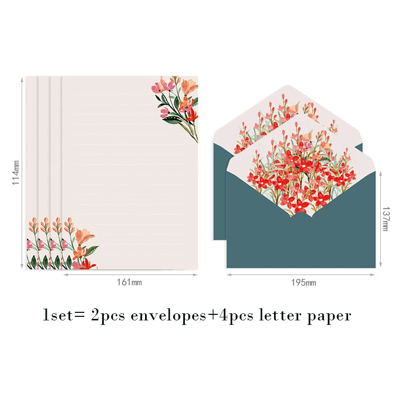 6pcs Letter Paper Set Flower Envelope Kawaii Stationery Wedding Greeting Card Envelope Invitation Envelope Set Party Supplies