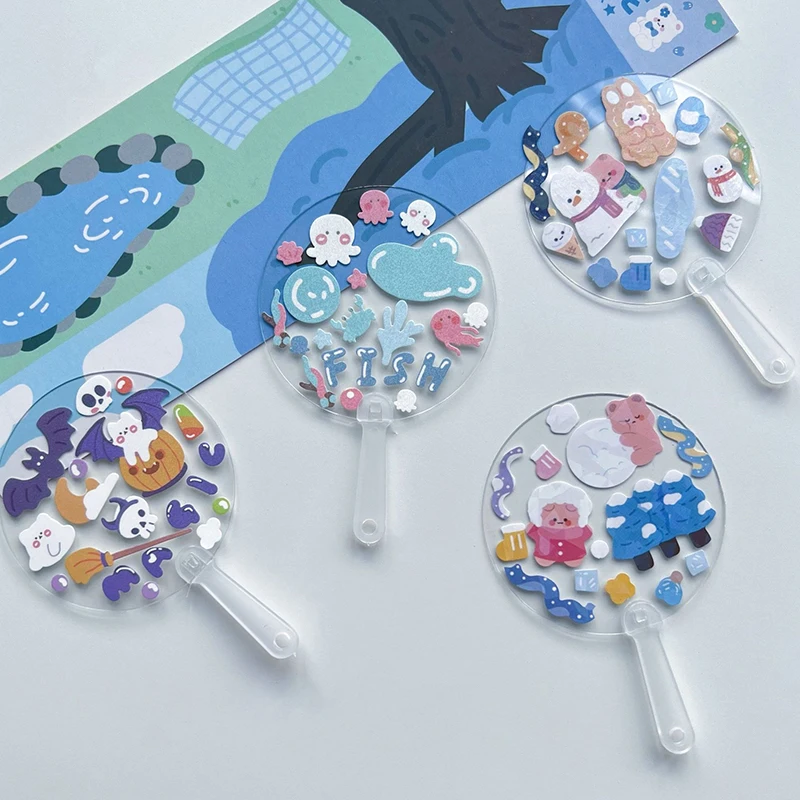 

5 см милый прозрачный мини-веер, акриловые заготовки, листы для рукоделия, товары для рукоделия, звезда, фотография, искусственные сувениры