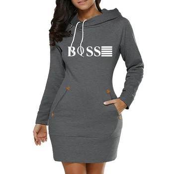 New Midi Dresses Casual Fashion Hot Sales Pocket Long Sleeves Simplicity Hoodies Daily Collar Zipper Design Comfortable Slim Fit
