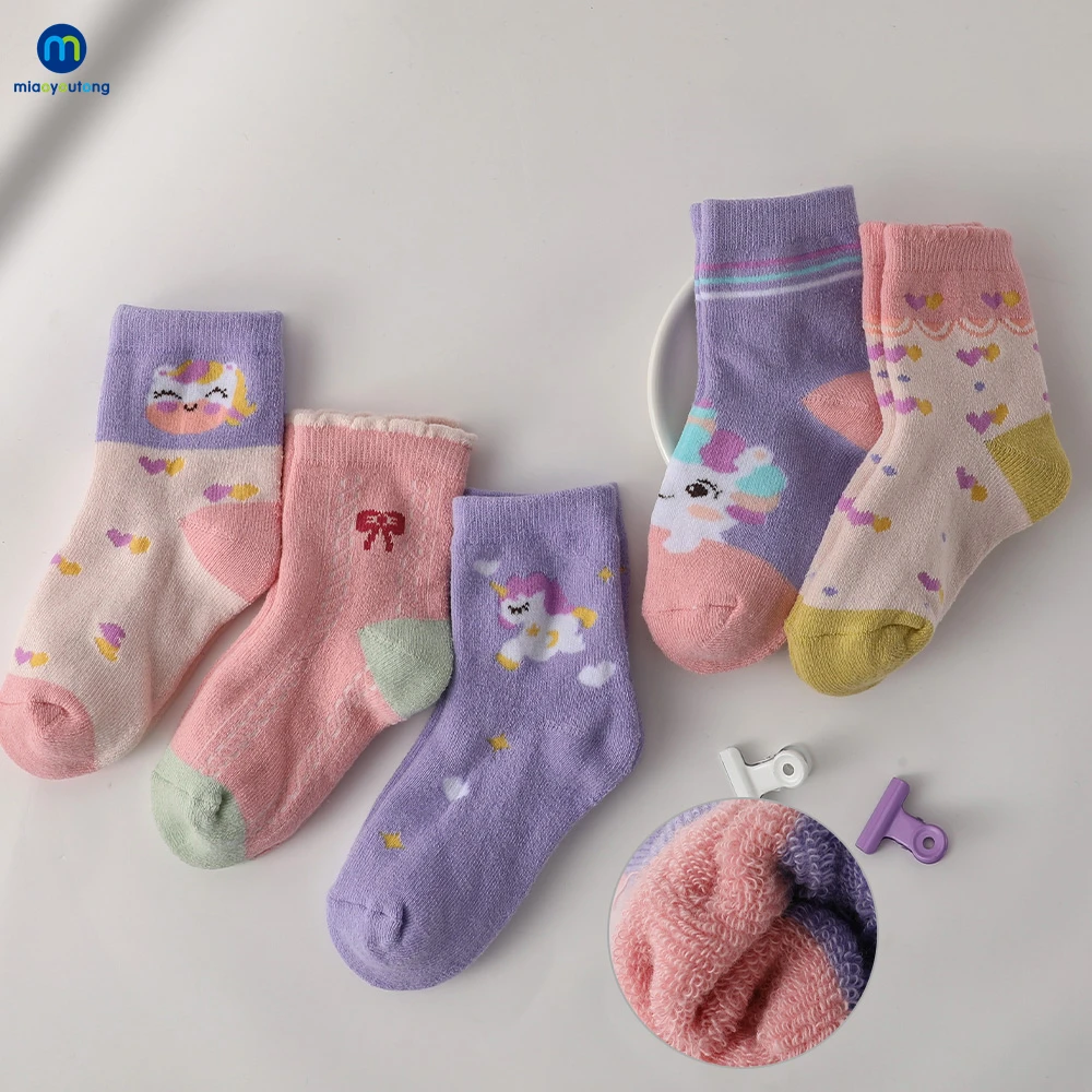 Winter Kids Boys Girls Cotton Socks Hot Warm Baby Toddlers Thick Terry Children Thermal Christmas Socks 5 Pairs/Lot