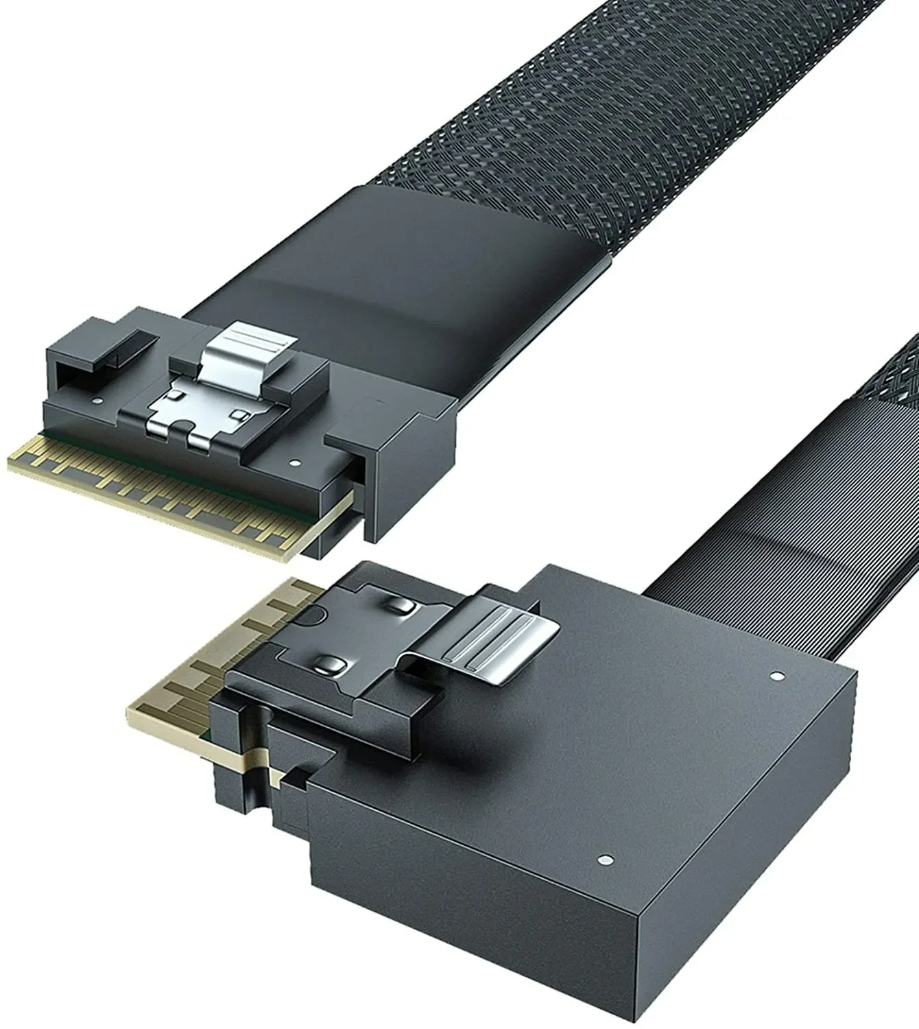 내부 슬림 SAS SFF-8654-SFF-8654 8i 케이블, 직선-왼쪽 출구, PCIe 4.0, 24G, 100-ohm, 0.5m