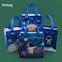 StoBag 12pcs New Non-woven Gift Tote Bags Cartoon Kids Child Fabric Package Waterproof Storage Reusable Pouch Birthday Party 1