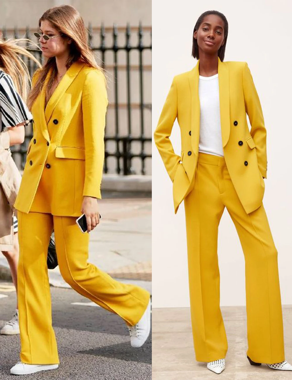 

Womens Suit Double Breasted Elegant Temperament Loose Custom Two-piece Suit