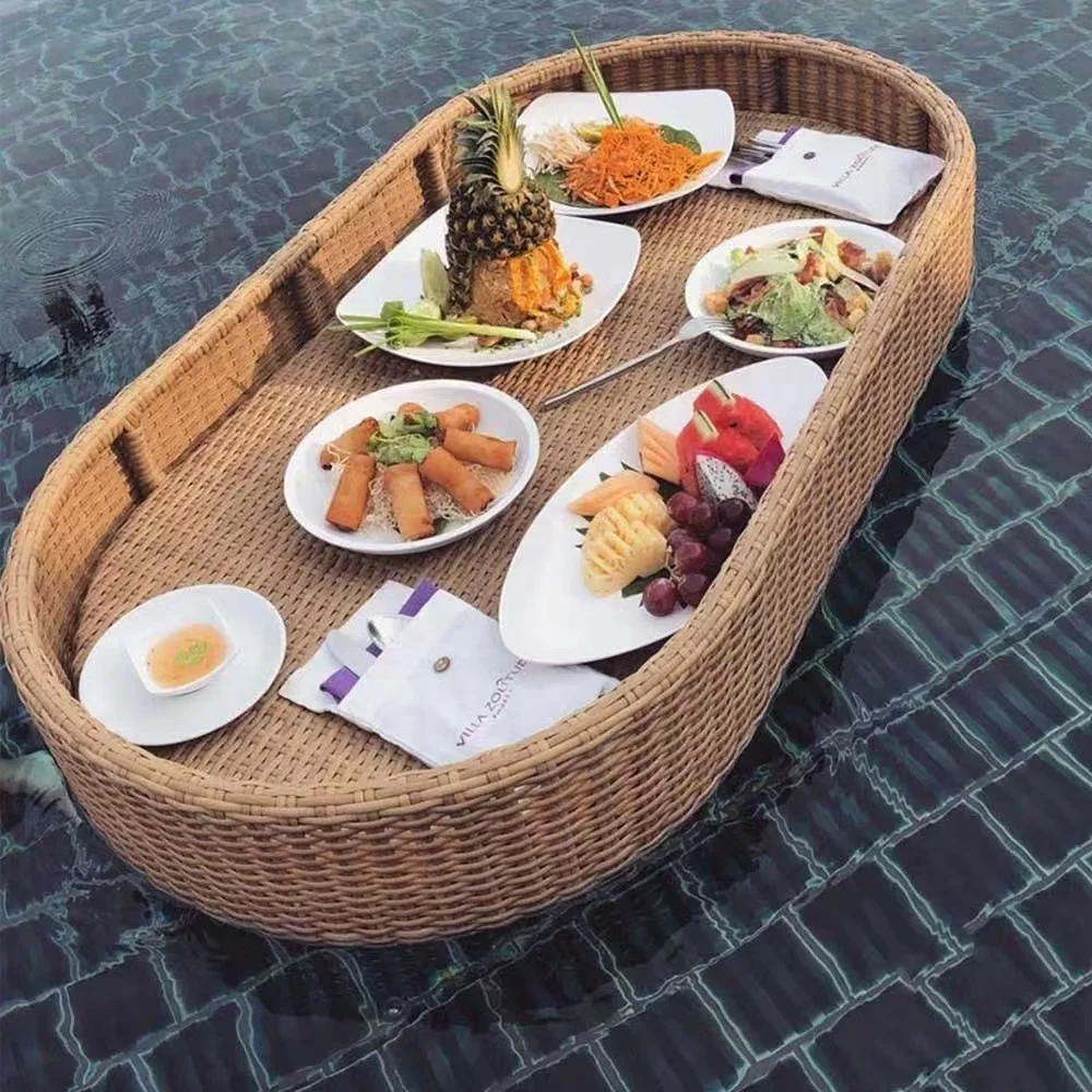 Floating Tray-Romantic Rattan Floating Tray Swimming Pool Drinks Breakfast BBQ