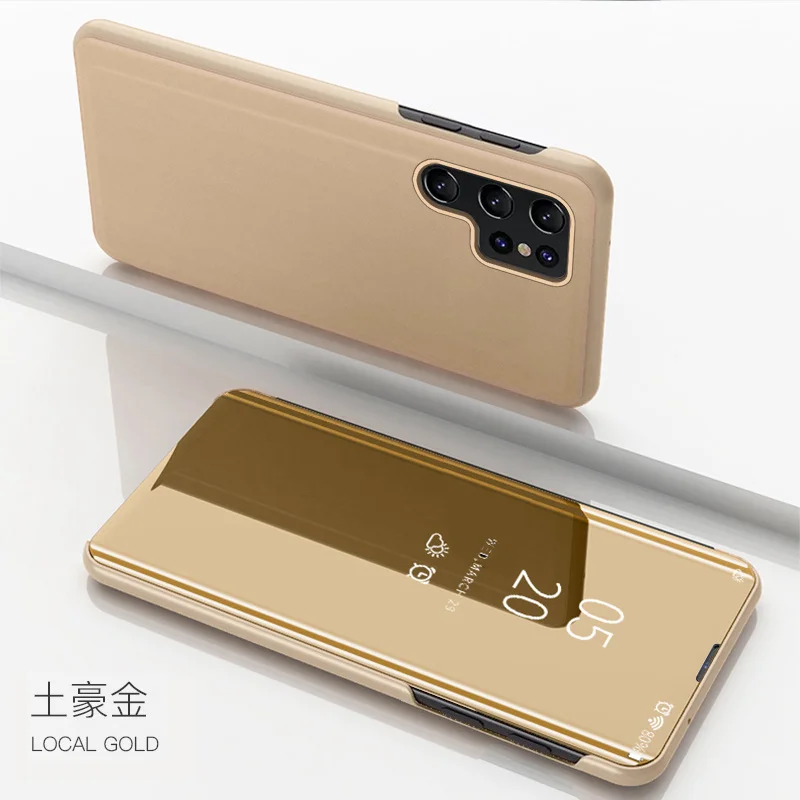 Smart Mirror Leather Flip Stand Phone Case - Premium Back Cover
