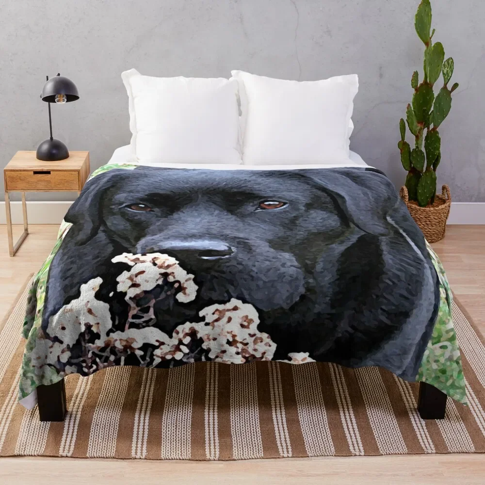 

Take Time - Black Labrador Throw Blanket Tourist Luxury Shaggy Picnic Plaid on the sofa Blankets