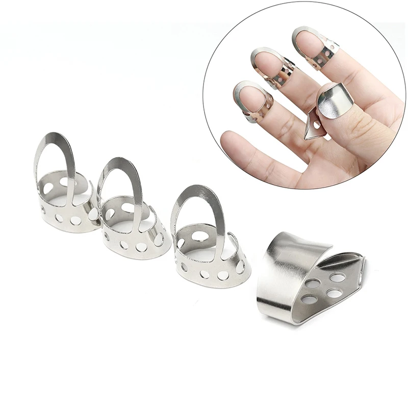 4Pcs Metal Thumb Finger Guitar Picks Stainless Steel Guitar Picks for Acoustic Banjo Ukulele