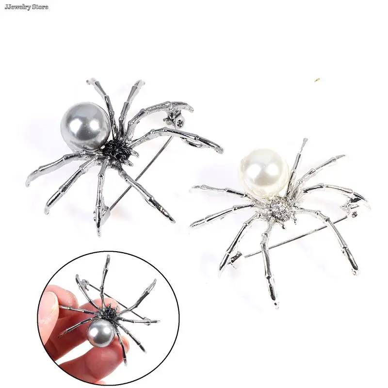 

1pc Black Spider Pearl Insect Brooch Female Corsage Gifts Men Accessories Korean Fashion Personality Jewelry