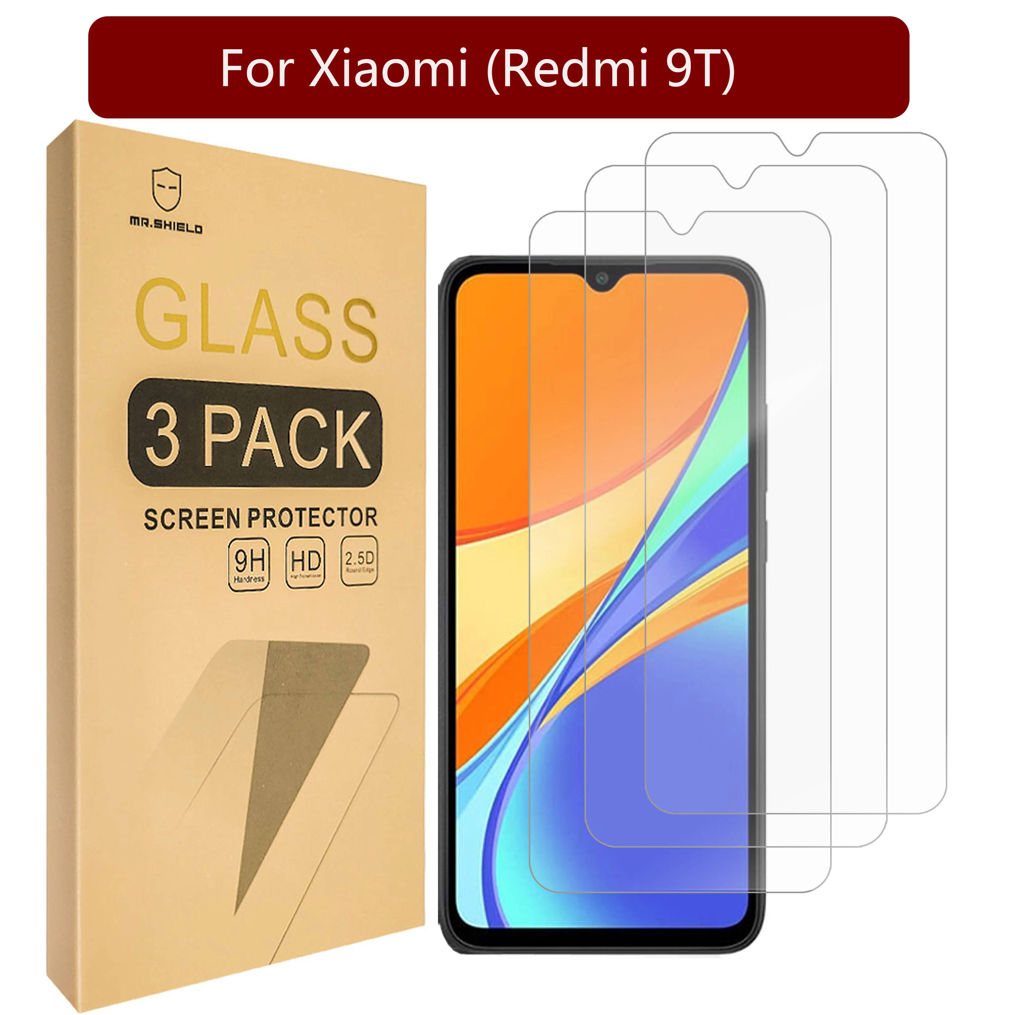 

Mr.Shield [3-Pack] Designed For Xiaomi (Redmi 9T) [Tempered Glass] [Japan Glass with 9H Hardness] Screen Protector with Lifetime