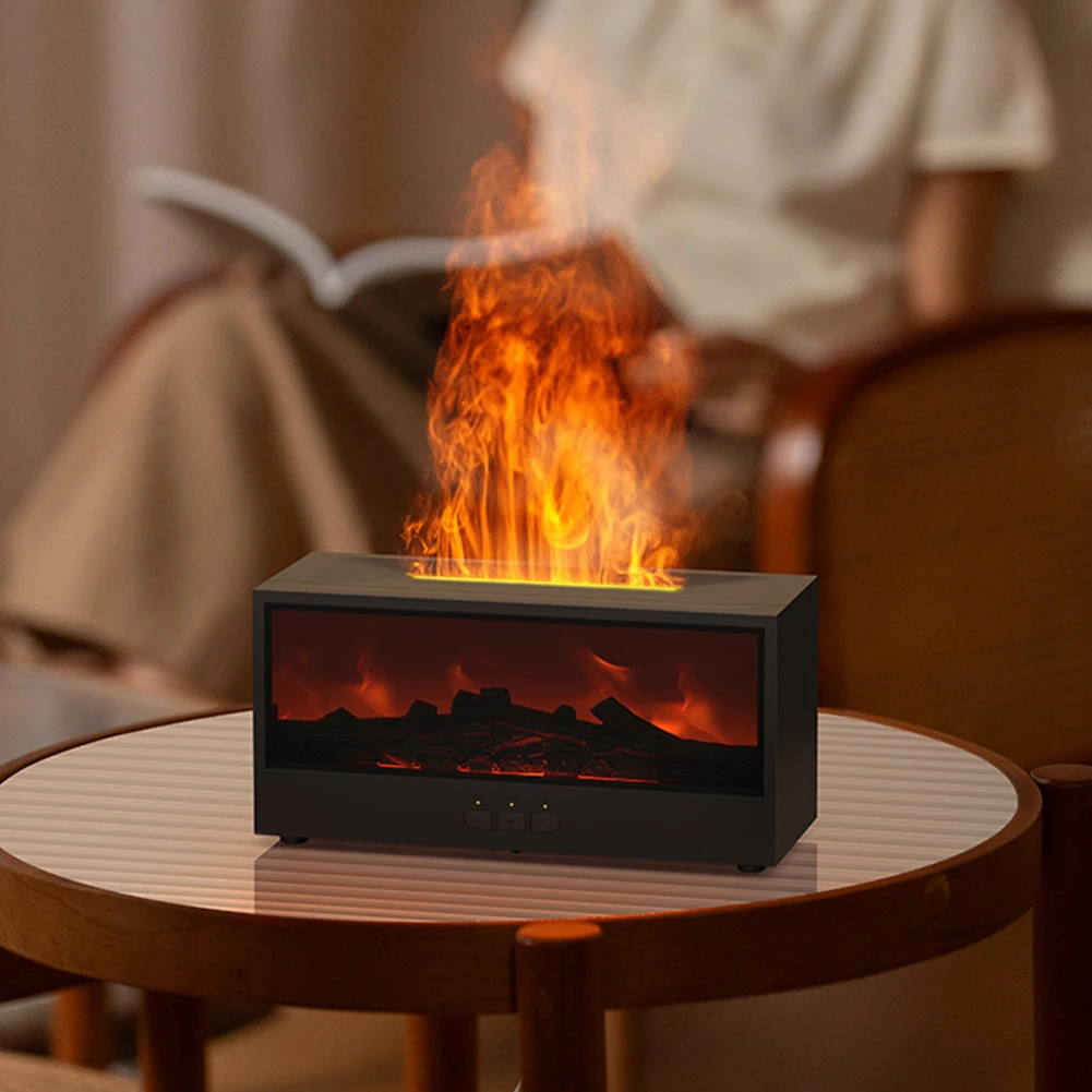 Dynamic Flame Fireplace Aromatherapy Diffuser Timer and Auto Off Flame Fireplace Aroma Diffuser for Spa Home Yoga Office Bedroom