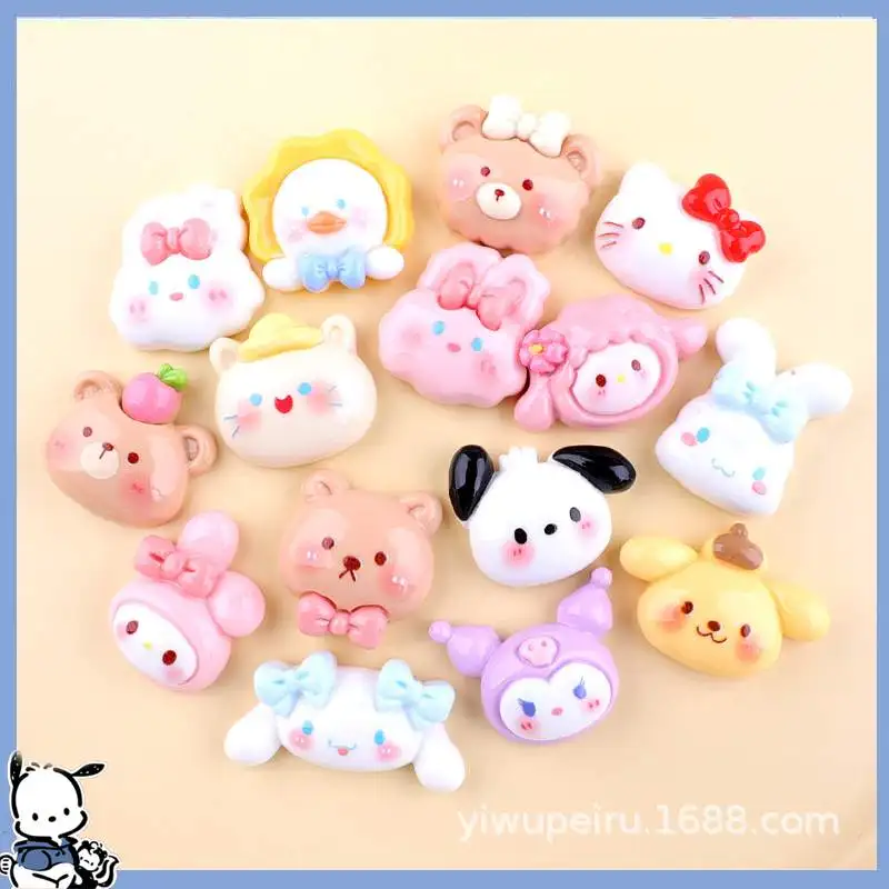 

10Pcs Kawaii Sanrios Melody Resin Accessories Kuromi Cinnamoroll Cartoon Accessories Diy Jewelry Materials Phone Patch Toys Gift