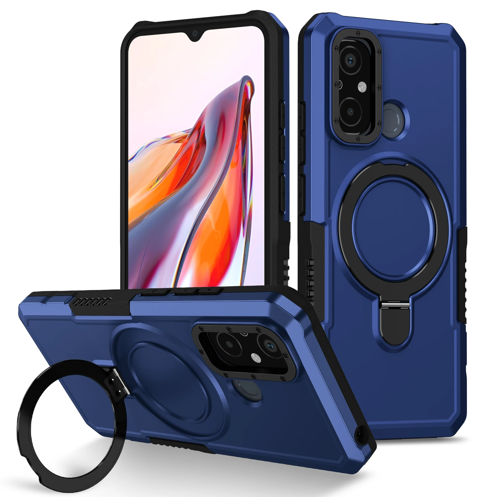 Premium Shockproof Armor Phone Case with Magnetic Ring Holder and Stand