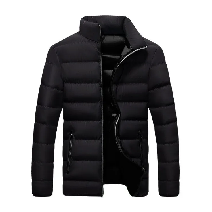 Men's Outwear Coats Solid Stand Collar Male Windbreak Cotton Thick Warm Tops Parka Jackets Men Winter Casual Padded Down Jacket