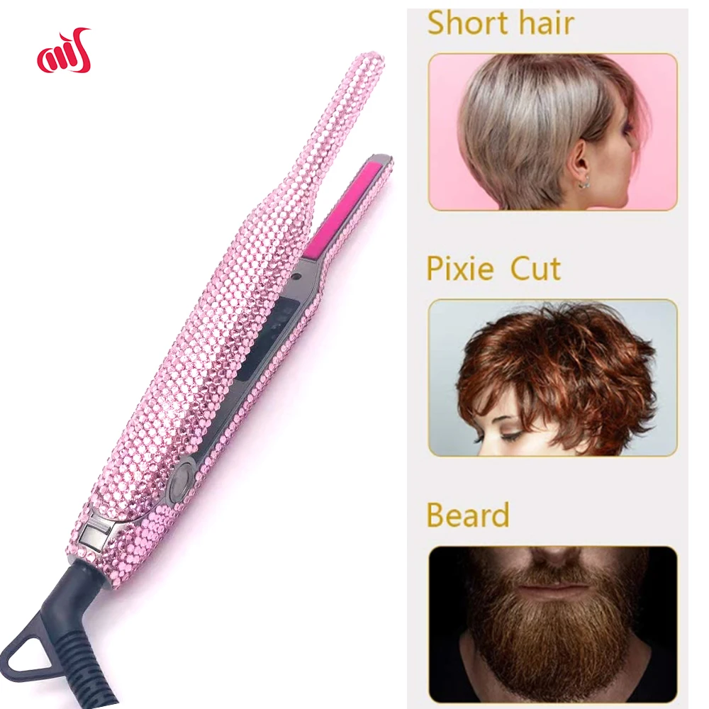 Hair Straightener Bling Small Flat Iron For Short Hair And Pixie Cut Dual  Voltage Beard Thin Pencil Flat Iron Ceramic Travel - Hair Straightener -  AliExpress