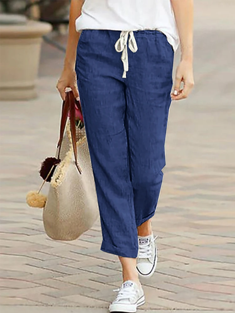 Casual Pantalones De Lino Mujer Pantalones De Verano Mujer