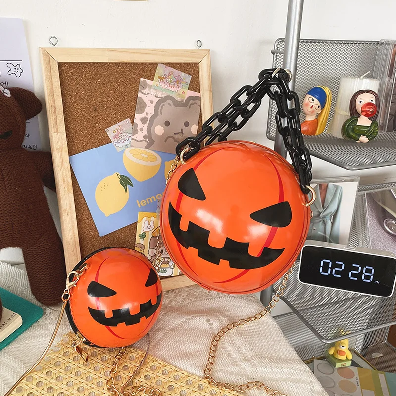 

Fashion Halloween Handbags Pumpkin Demon Shoulder Bag Acrylic Chain Women's Crossbody Bag Totes
