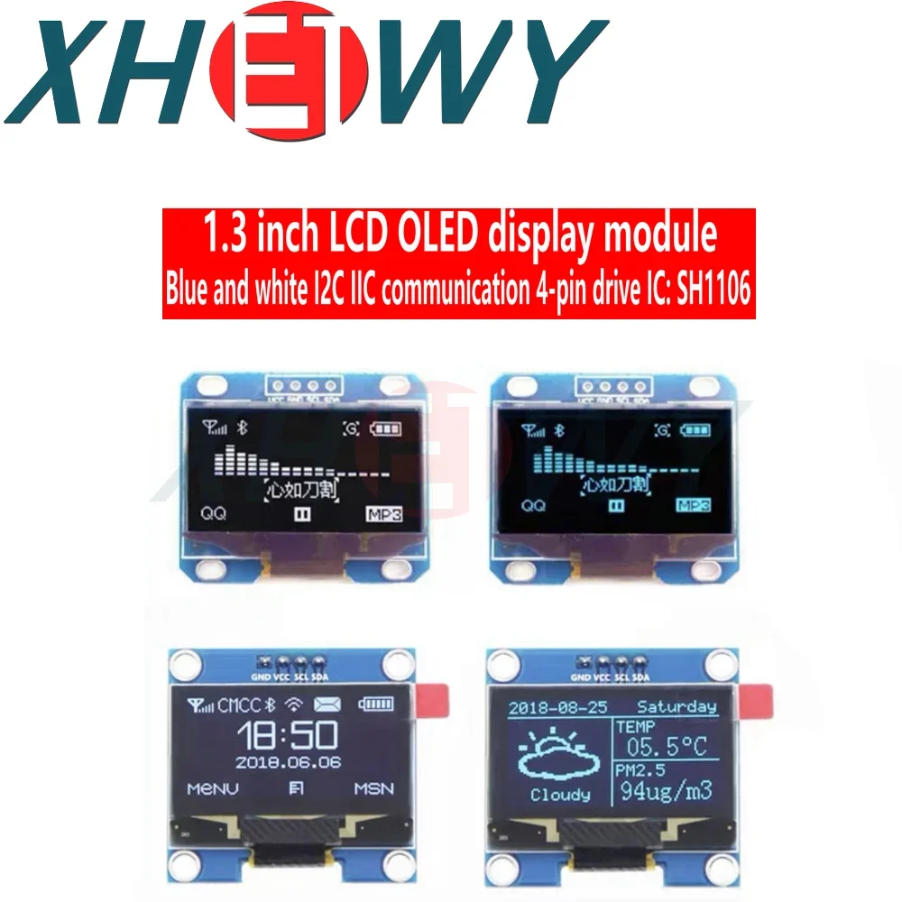 1-3-inch-LCD-screen-blue-white-I2C-IIC-communication-12864-OLED-display ...