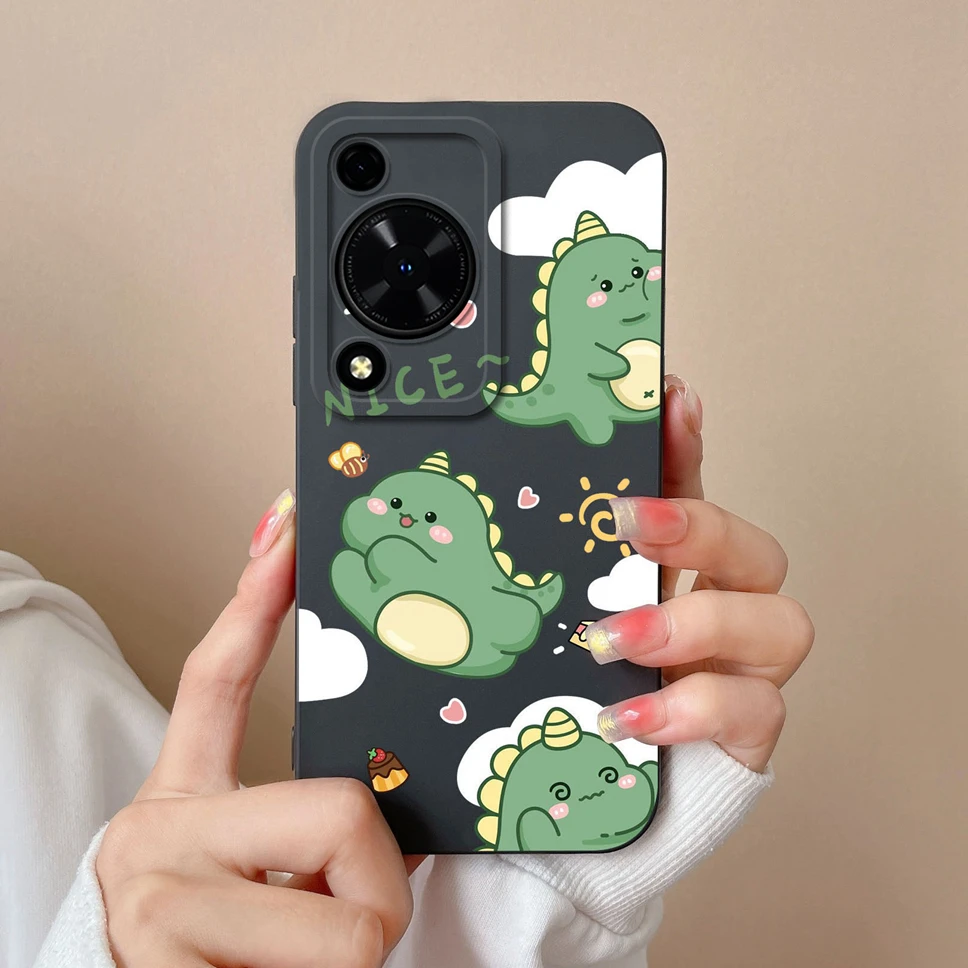 Cute Dinosaur Smooth Liquid Silicone Phone Cover – for Huawei Enjoy 70 and Nova Y72 4G