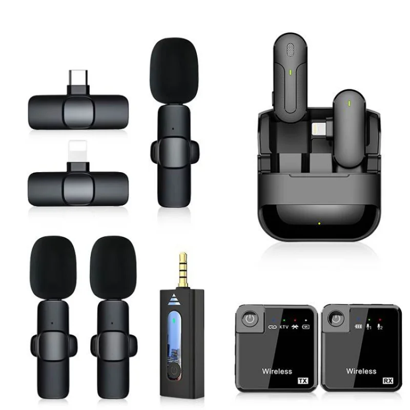Wireless Collar Clip Microphone 1 To 2 Mouthpiece One Drag Phone Live Streaming Equipment Bluetooth Sound Recording