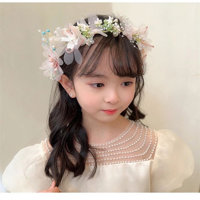 Elegant Simulation Pearl Hair Headdress Flower Wreath Headband for Head  Hoop | eBay