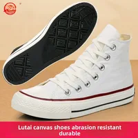 LuTai Unisex Canvas Slip-On Shoes Flat Rubber Sole Breathable Cotton Lining Anti-Odor Beijing Style Footwear for Men And Women