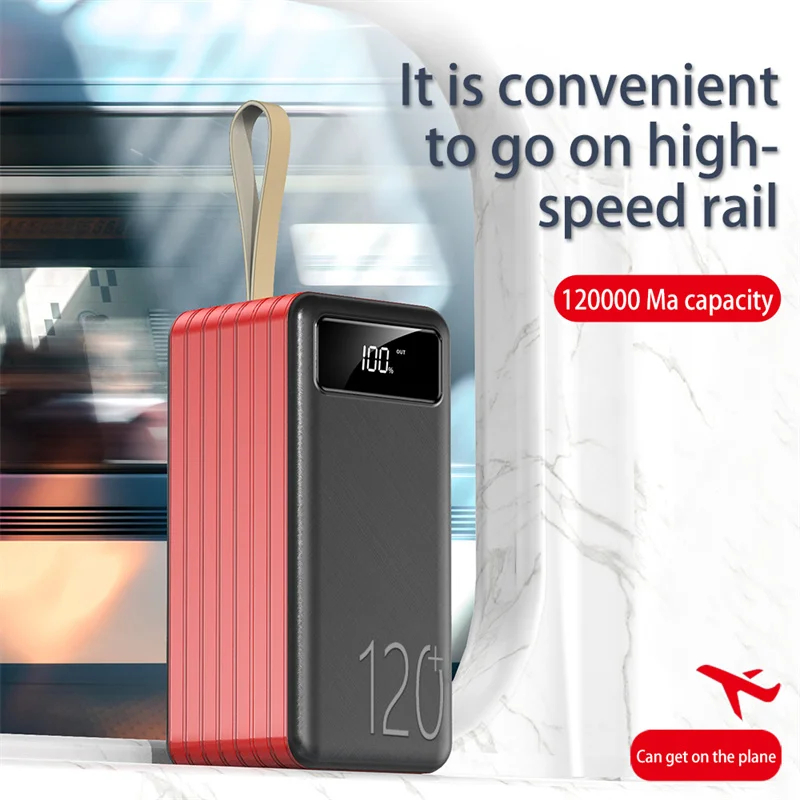 

Power Bank 120000mAh Portable PD Fast Charge Portable Charger Powerbank External Battery for IPhone 14 13 12 Pro
