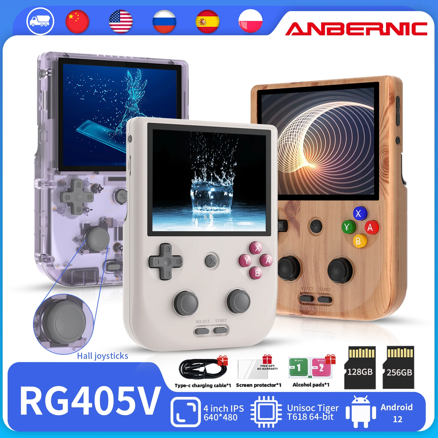 ANBERNIC RG 34XX Consola Portátil Retro – 64 GB, 5000+ Juegos, Pantalla IPS 3,4″, Wi-Fi, Bluetooth Y Salida HDMI