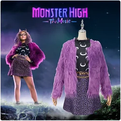 Monster Hig Clawdeen Wolf Cosplay Costume Wigs Suit for Women Girl Halloween Carnival Roleplay Dress Stock Customization