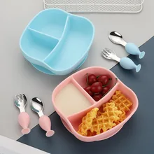 

Baby Bowls Plates Spoons Kids Feeding Bowls Children Dishes Suction Toddle Training Tableware Suction Anti-hot Dishes BPA Free