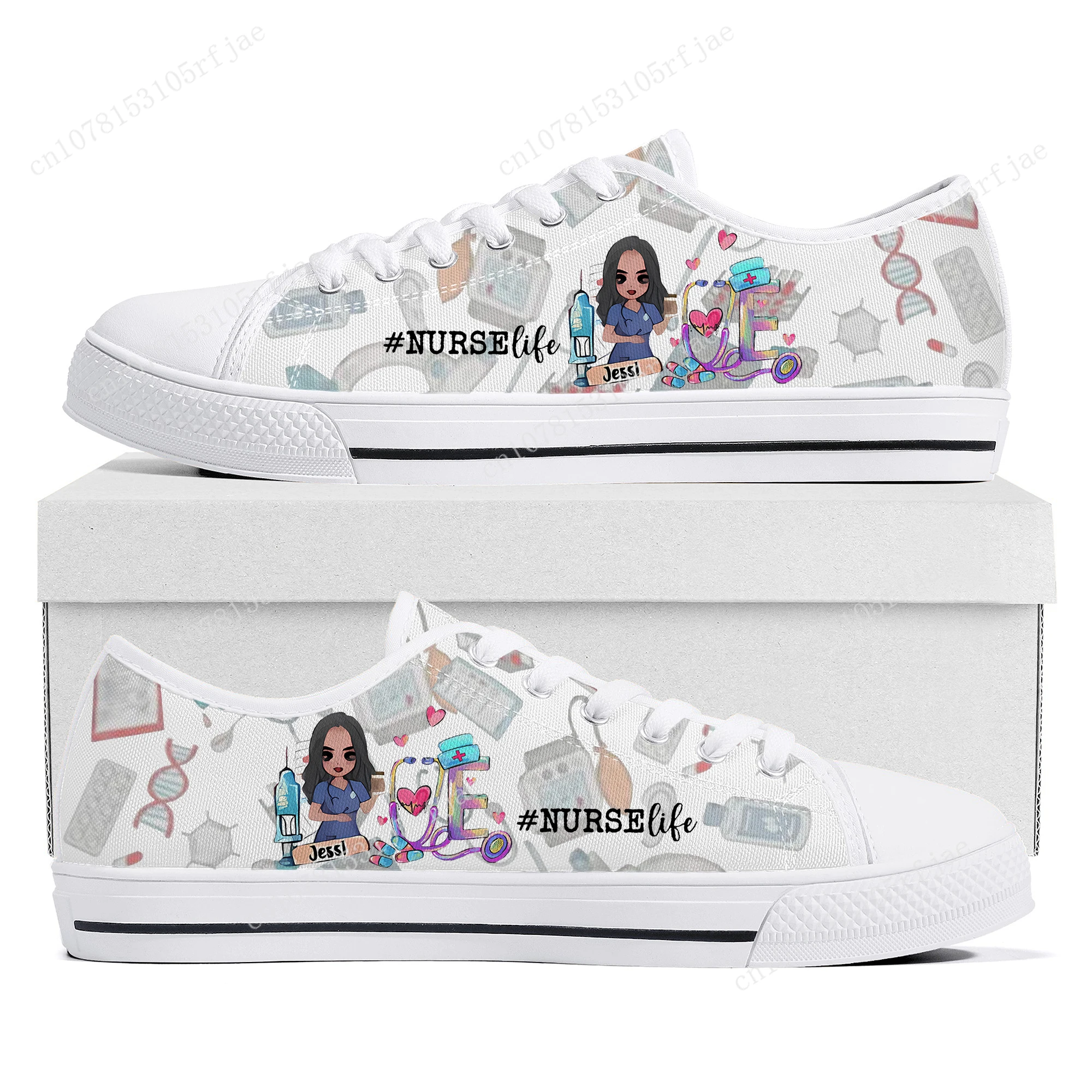 Cute Cartoon Nurse Low Top Sneakers Hot Nures Womens Mens Teenager High Quality Fashion Canvas Sneaker Couple Custom Built Shoes