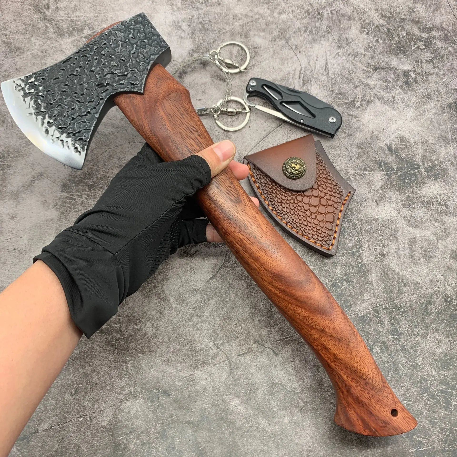Chopping firewood artifact, home camping, mountain cutting, wood cutting hand axe, hand forged axe, high hardness, multifunction