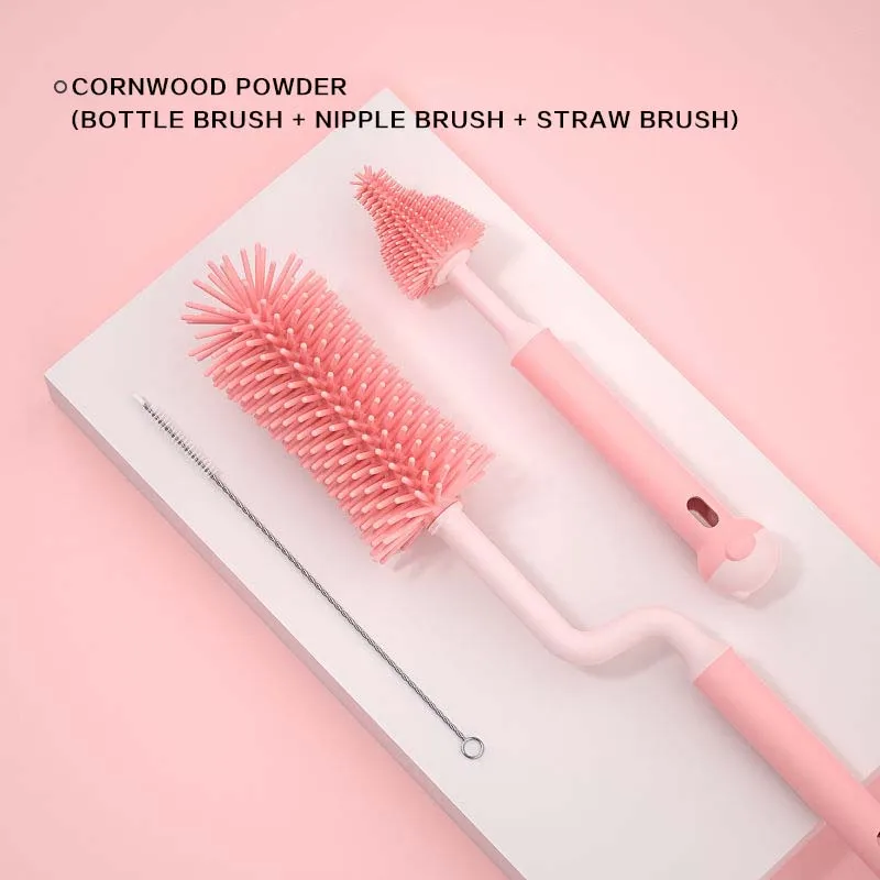 bottle brush bottle cleaning brush straw cleaning brush cleaning brush set silicone bottle cleaning brush baby pacifier straw scrubber 360 degree glass cup washing kitchen tool set