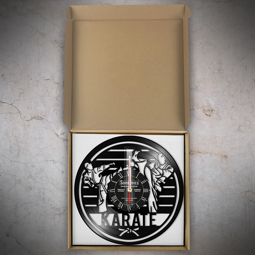 Personalized Karateka Vinyl Record Wall Clock For Boys Room Fighting Sports Japanese Martial Arts Home Decor Custom Karate Clock 6