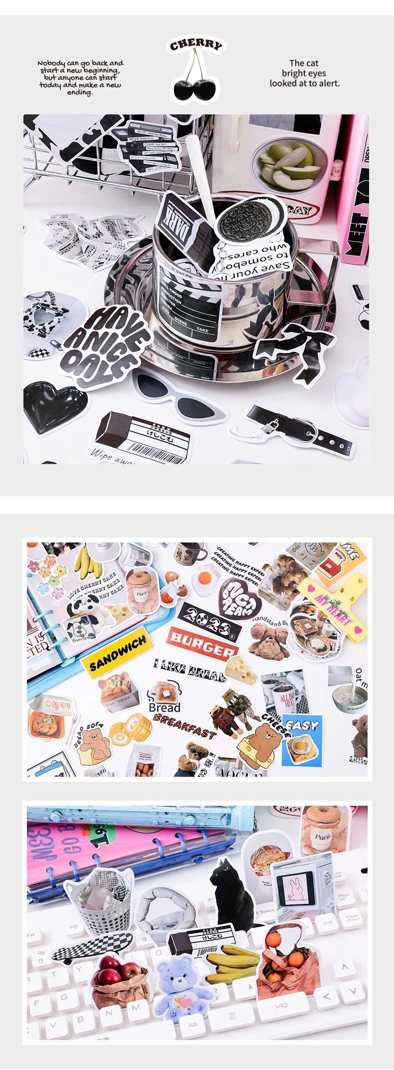 50pcs Korean DIY Scrapbooking Deco Stickers hand made Diary Album notebooks Junk Journaling Supplies Collage Sticker Aesthetics