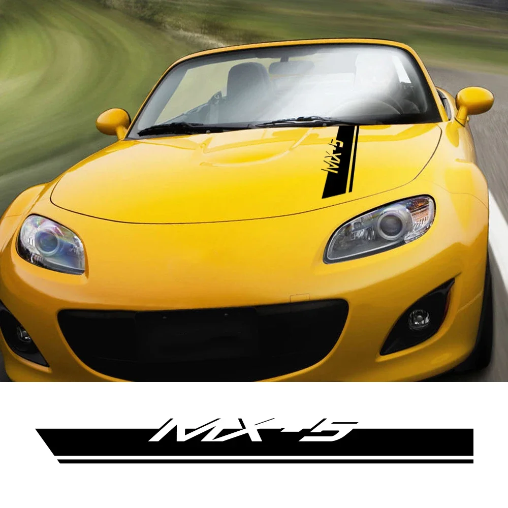 Per Mazda Mx-5 Car Hood Sticker Sport Bonnet Stripes Auto Engine Cover Decor Styling Racing Vinyl Decalcomanie Tuning Accessori