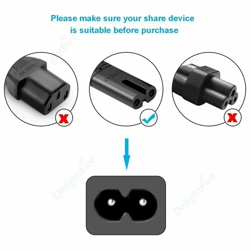 Enhanced Euro Power Cord 3m IEC C7 2-Pin Figure 8 EU Plug Power Supply Cable