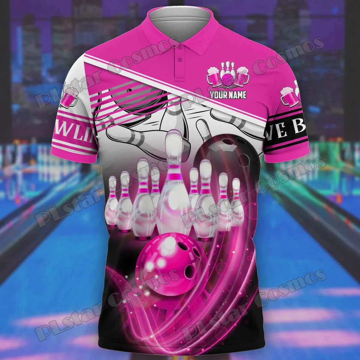 Bowling Team personalisierte Name 3D gedruckt Herren Poloshirt Sommer Straße Kurzarm Shirt Geschenk für Bowling Spieler Uniformen WK34 – Detail 25