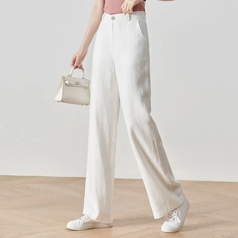 Women Slimming Office Flare Pants High Waist Pure Color Cotton Stretch Casual Big White Black Office Flared Trousers S 3XL 4XL