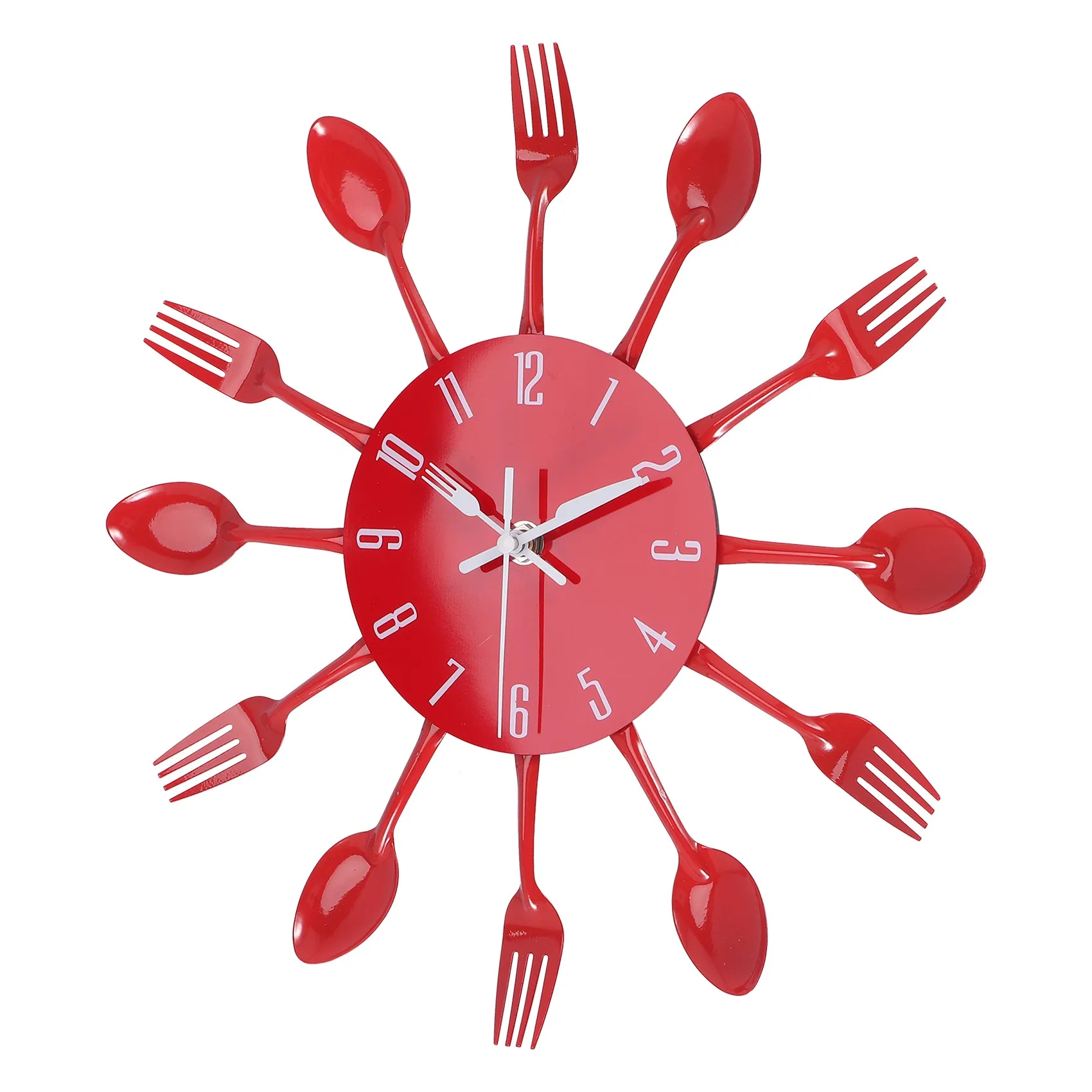 

Home Decorations Noiseless Stainless Steel Cutlery Clocks Knife And Fork Spoon Wall Clock Kitchen Restaurant Home Decor Red