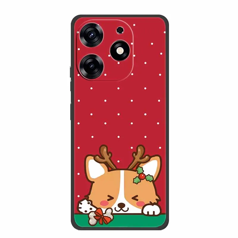 Festive Merry Christmas Black Silicone Soft Back Cover Case