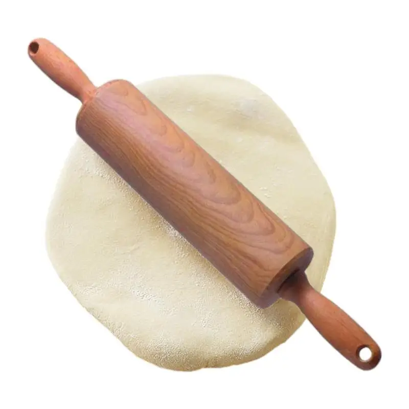 

Деревянная Скалка, длинная антипригарная скалка для теста, эргономичная деревянная скалка для выпечки с тиснением, Скалка для помадки, пирога