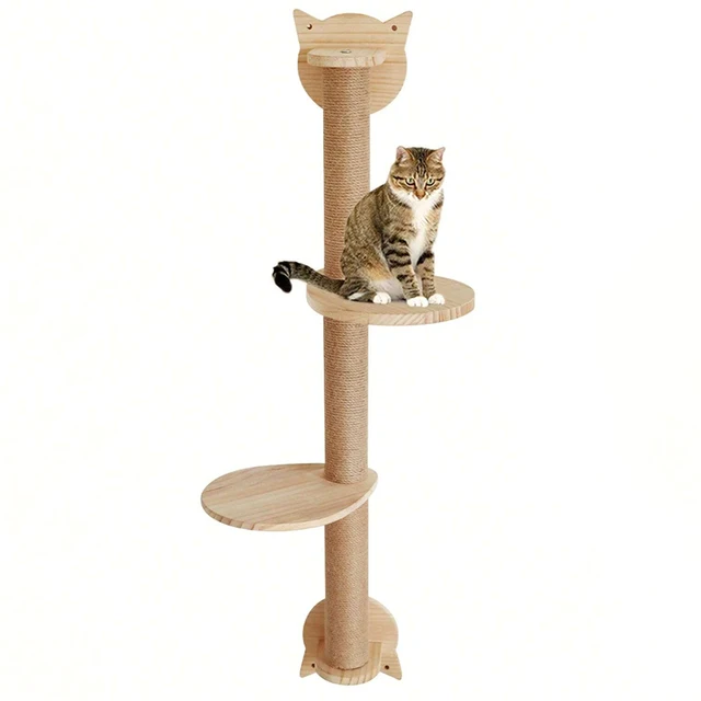 Cat Tree With Scratching Posts 2 Perches Platforms Wall Mounted Sisal Scratcher Hammock For Cats Kittens Climb Play Rest